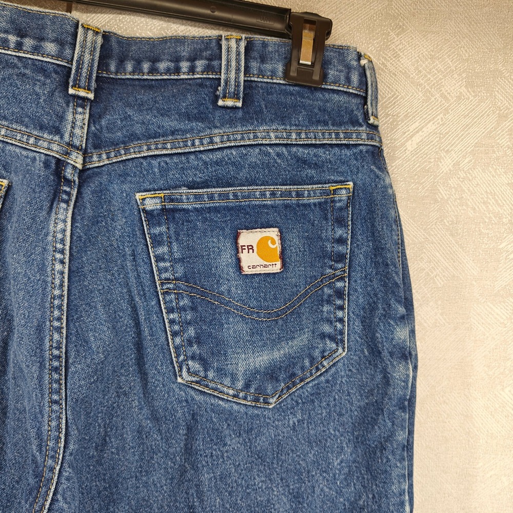 Carhartt FR Flame Resistant Work Jeans Mens 34x30 Blue Denim HRC 2 NFPA 2112 - Picture 9 of 12